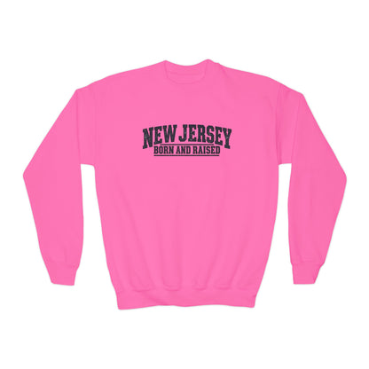 New Jersey Born and Raised Rugged Workwear Unisex Youth Crewneck Sweatshirt Graphic