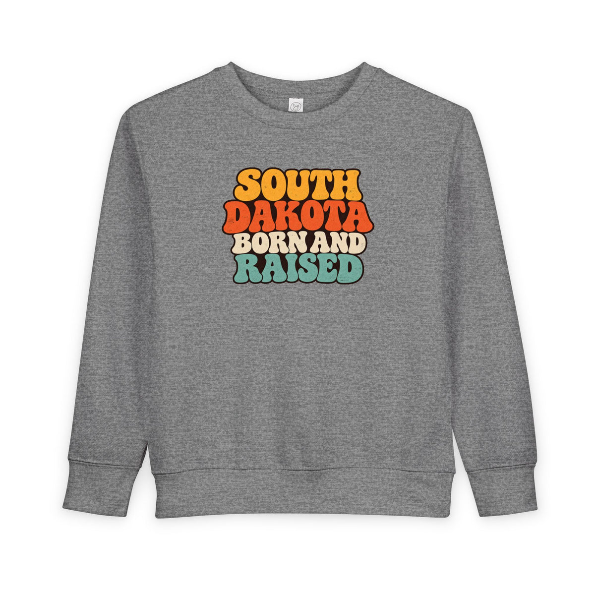 South Dakota Born and Raised Retro 1970s Unisex Toddler Sweatshirt