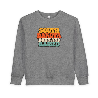 South Dakota Born and Raised Retro 1970s Unisex Toddler Sweatshirt