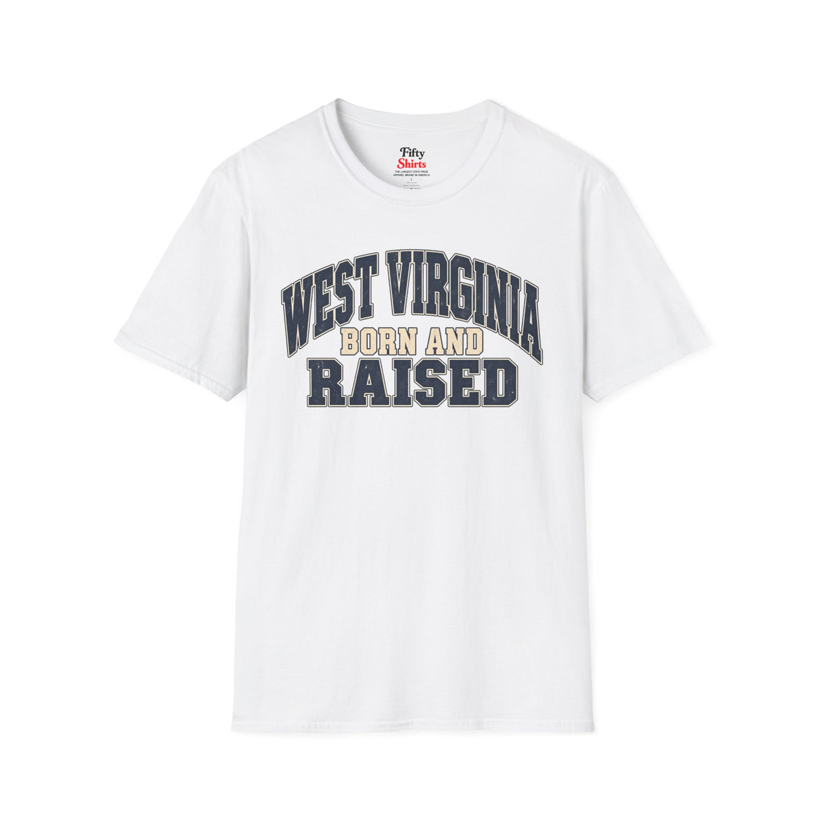 West Virginia Born and Raised Unisex Softstyle T Shirt State Name Graphic Tee