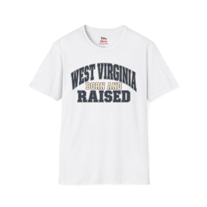 West Virginia Born and Raised Unisex Softstyle T Shirt State Name Graphic Tee
