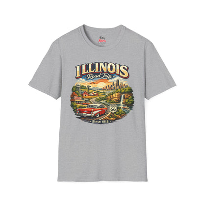 Illinois Road Trip Unisex Softstyle T Shirt State Pride Graphic Tee Collections FS03
