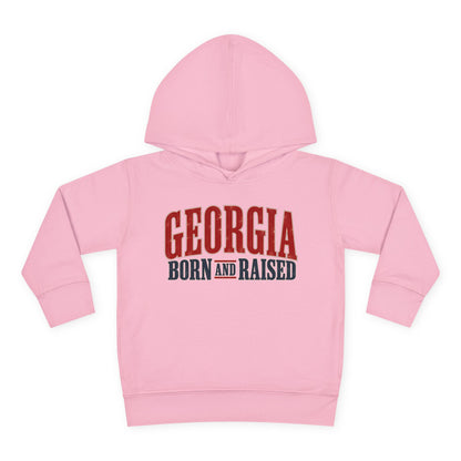 Georgia Born and Raised Southern Heritage Unisex Toddler Pullover Fleece Hoodie