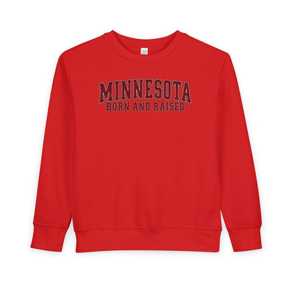 Minnesota Born and Raised Vintage Collegiate Unisex Toddler Sweatshirt
