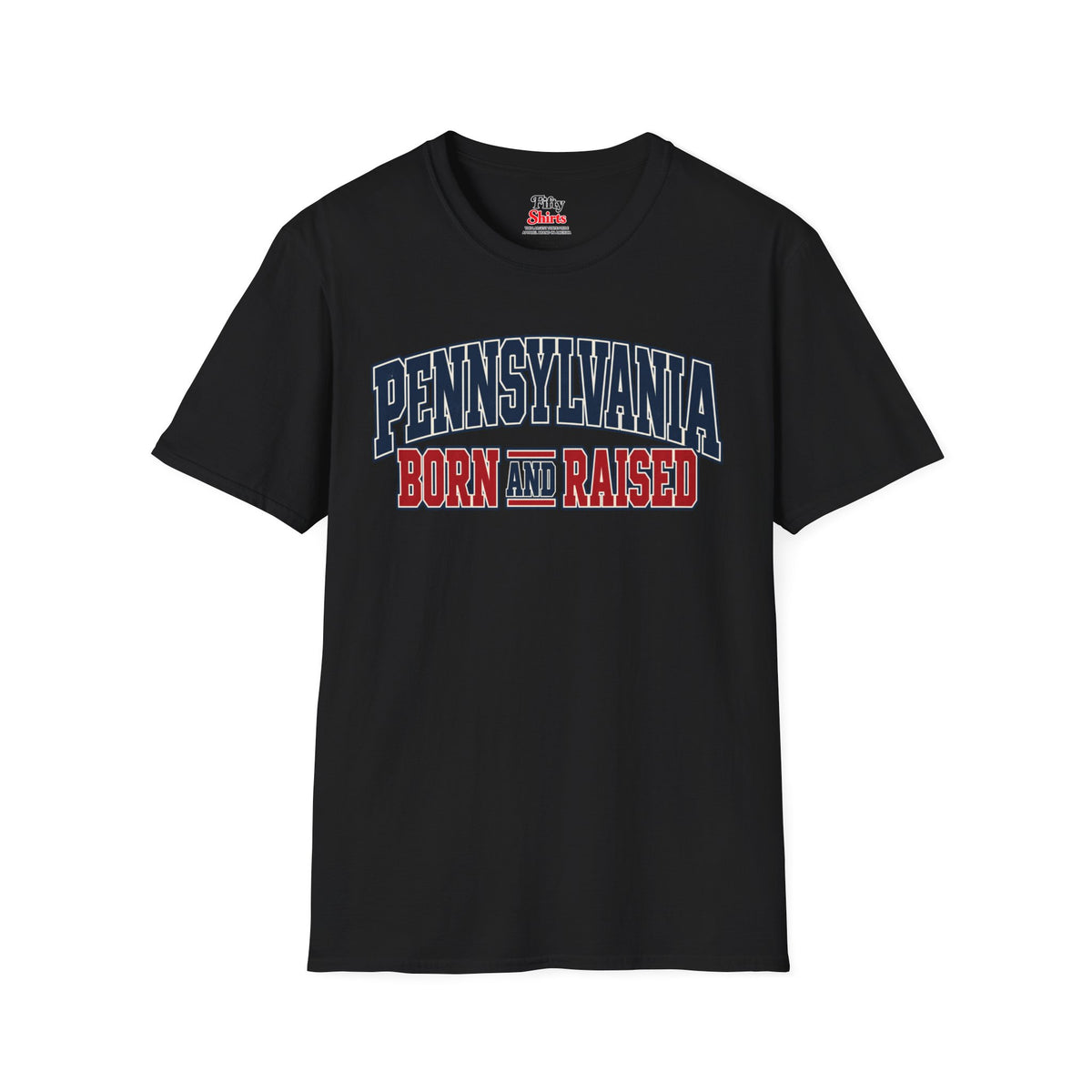 Pennsylvania Born and Raised Unisex Softstyle T Shirt State Name Graphic Tee