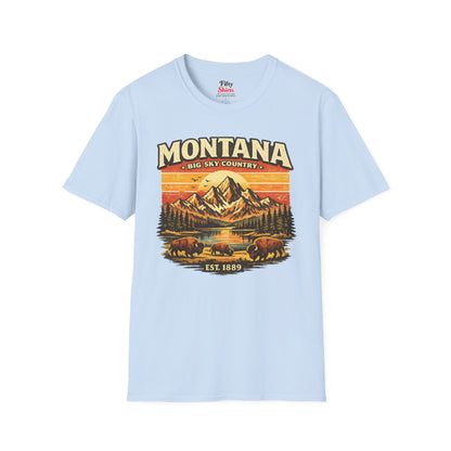 Montana Mountain Sunset Unisex Softstyle T Shirt State Pride Graphic Tee Collections FS03