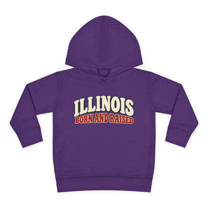Illinois Born and Raised Retro 1970s Unisex Toddler Pullover Fleece Hoodie
