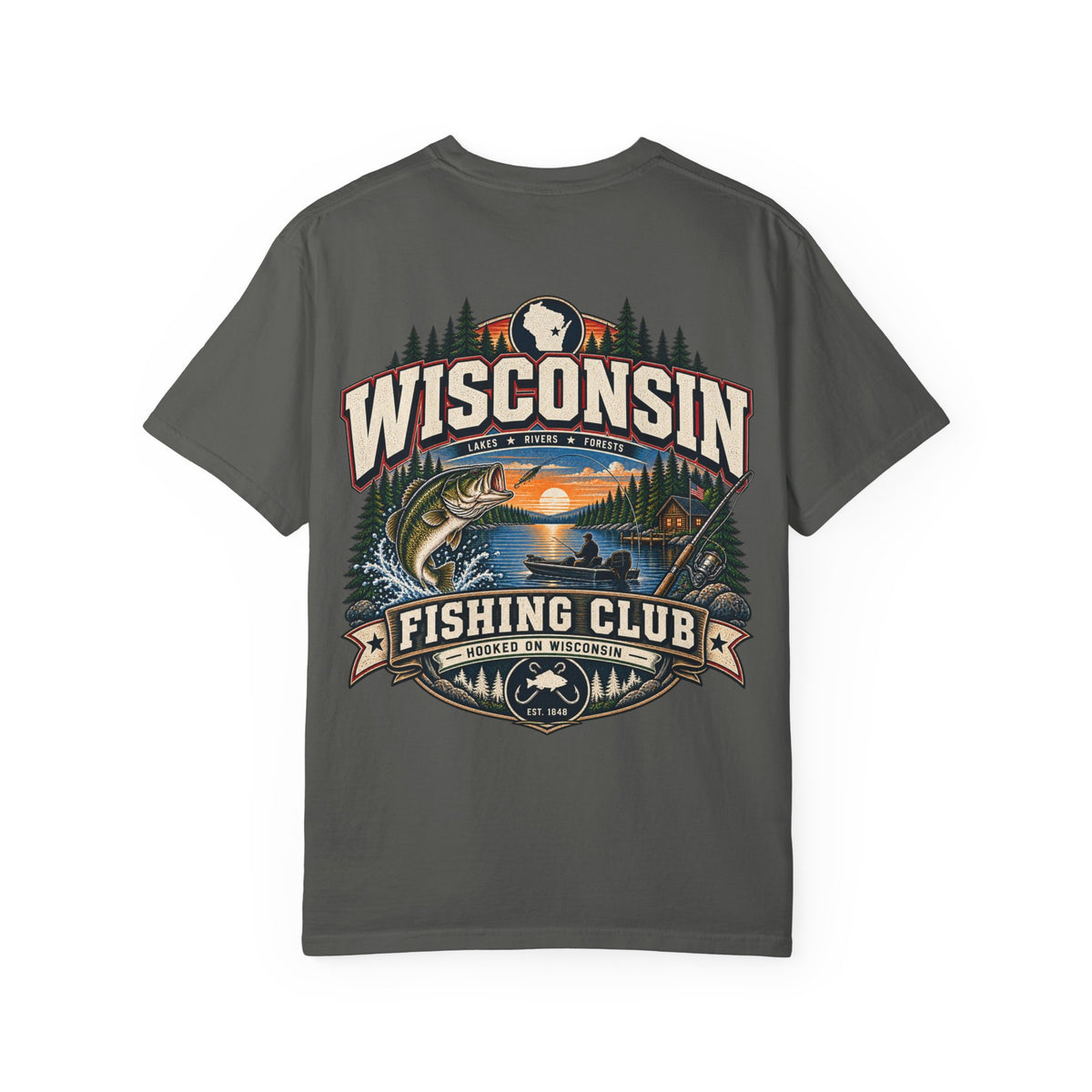 Wisconsin Fishing Club Unisex Comfort Color 1717 Streetwear Graphic Tee