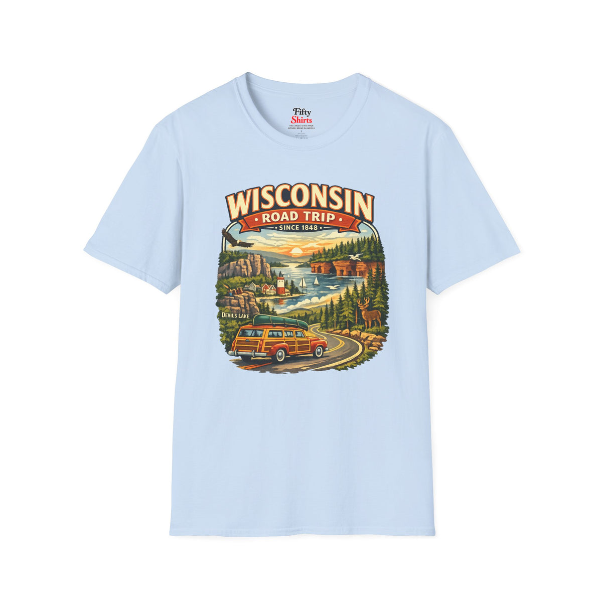 Wisconsin Road Trip Unisex Softstyle T Shirt State Pride Graphic Tee Collections FS03