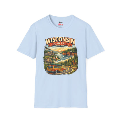 Wisconsin Road Trip Unisex Softstyle T Shirt State Pride Graphic Tee Collections FS03