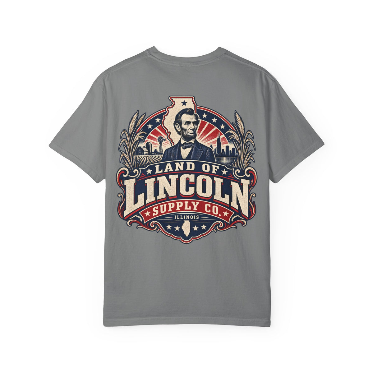 Illinois Land of Lincoln Suppy Co. Unisex Comfort Color 1717 Streetwear Graphic Tee