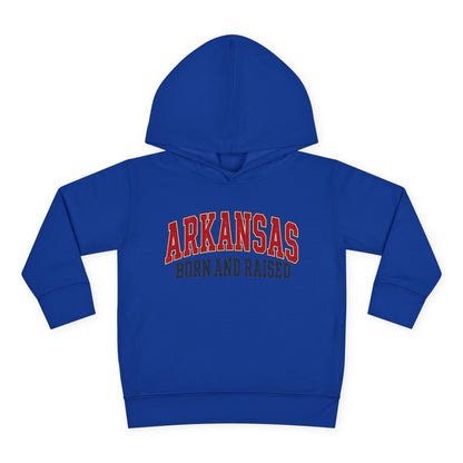 Arkansas Born and Raised Vintage Athletic Heritage Unisex Toddler Pullover Fleece Hoodie