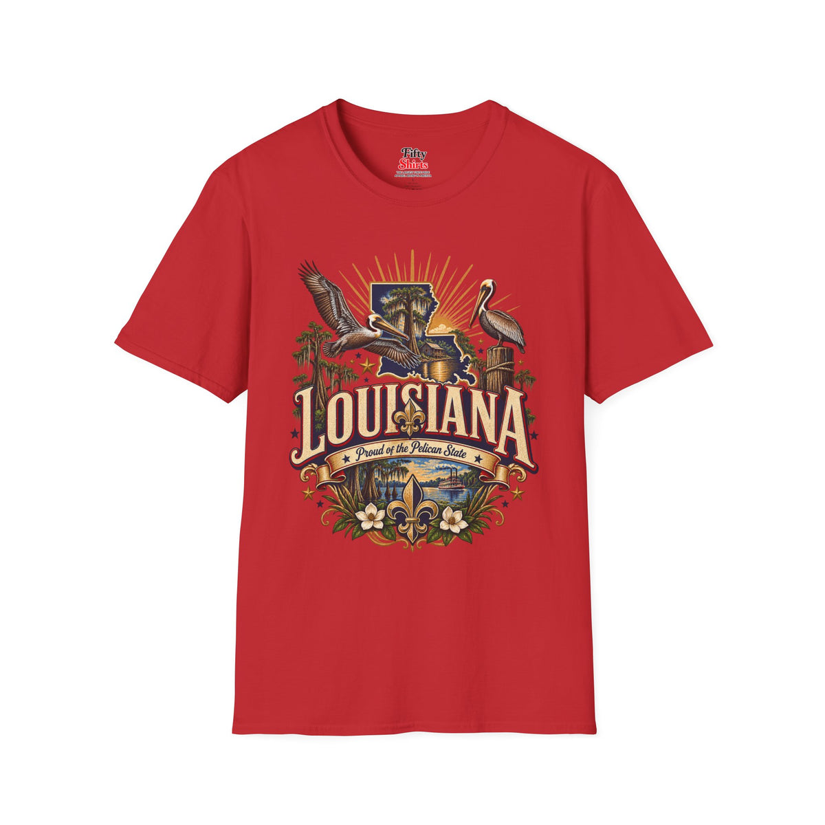 Louisiana State Pride Unisex Softstyle T Shirt State Pride Graphic Tee Collections FS03