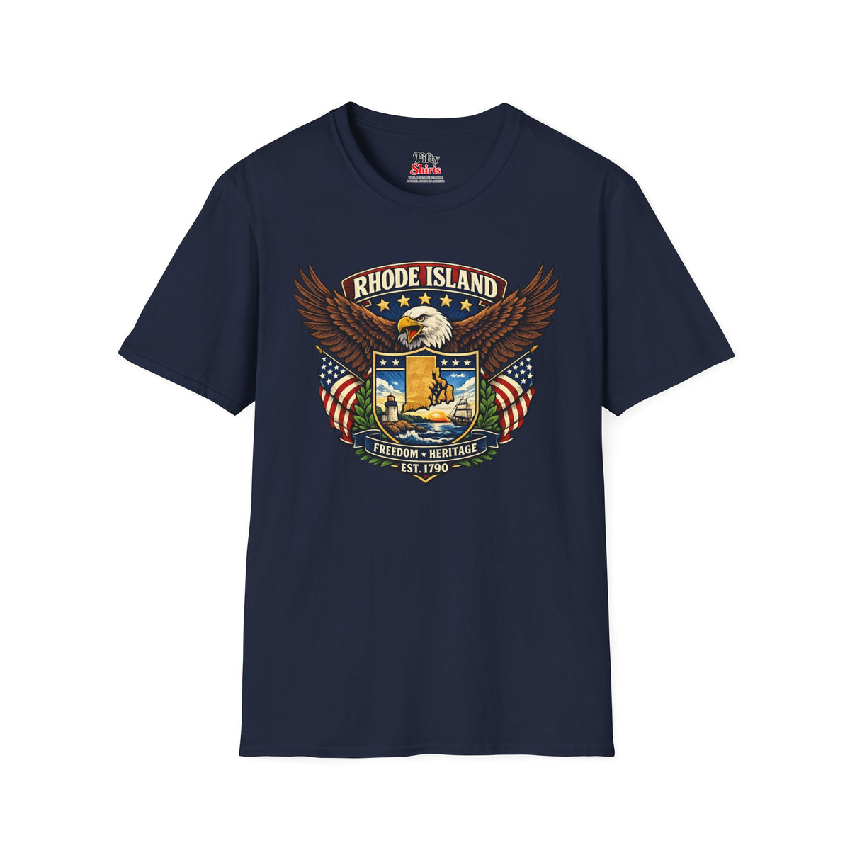 Rhode Island Americana Eagle Unisex Softstyle T Shirt State Pride Graphic Tee Collections FS03
