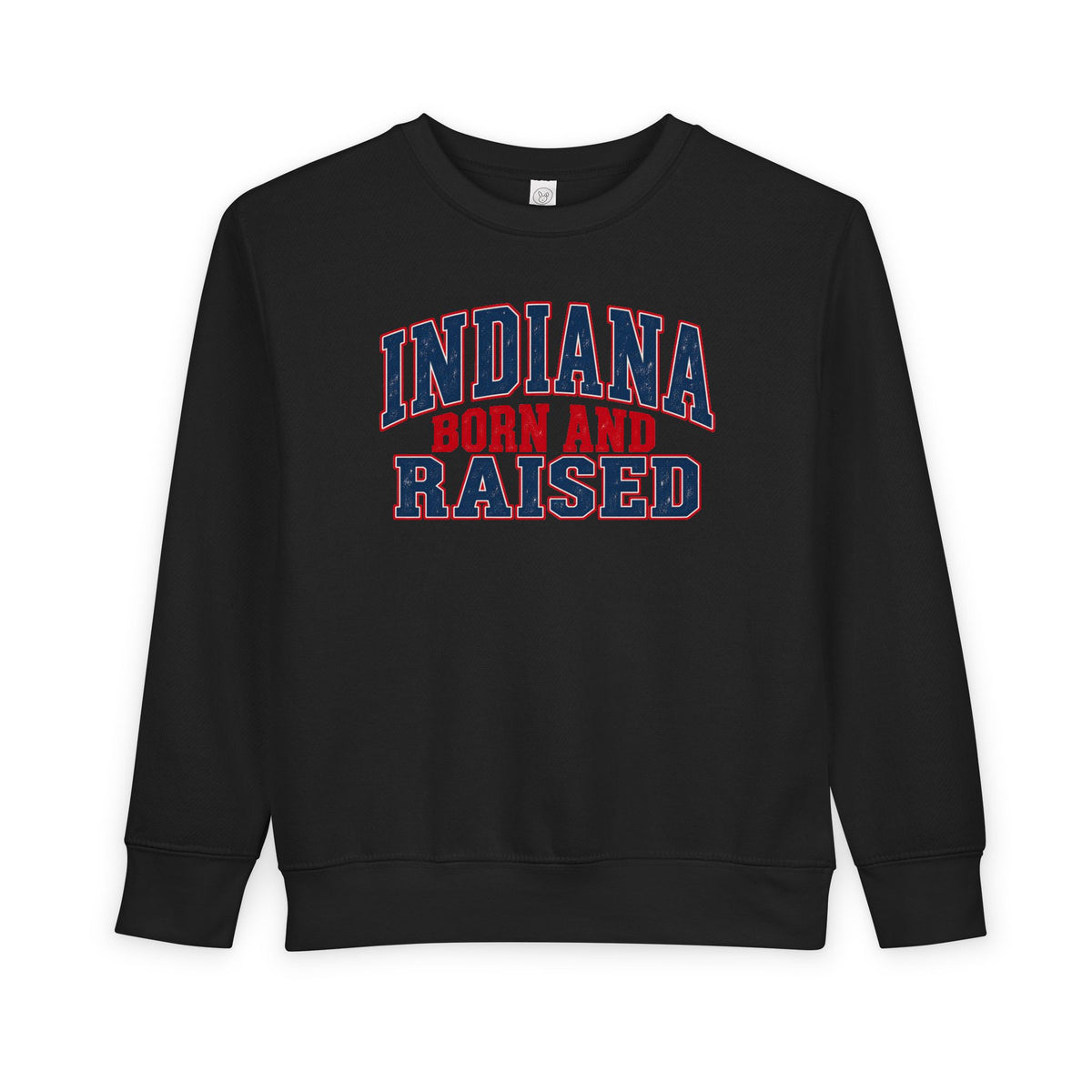 Indiana Born and Raised Bold Hometown Pride Unisex Toddler Sweatshirt