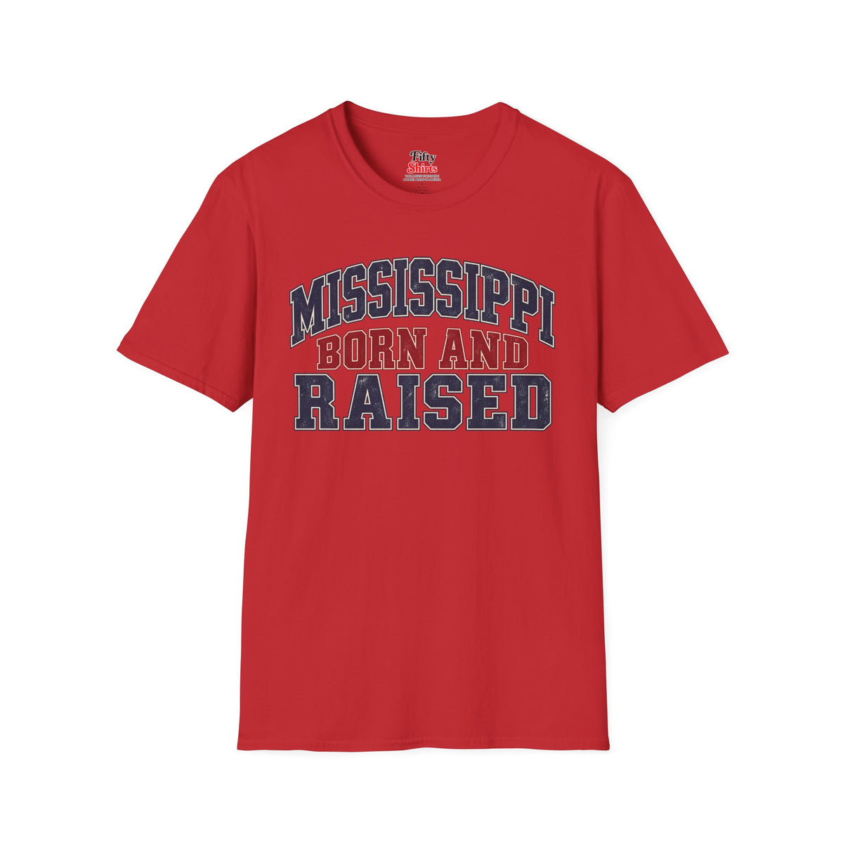 Mississippi Born and Raised Unisex Softstyle T Shirt State Name Graphic Tee
