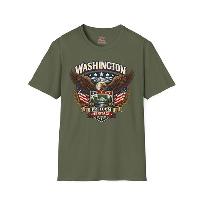 Washington Americana Eagle Unisex Softstyle T Shirt State Pride Graphic Tee Collections FS03
