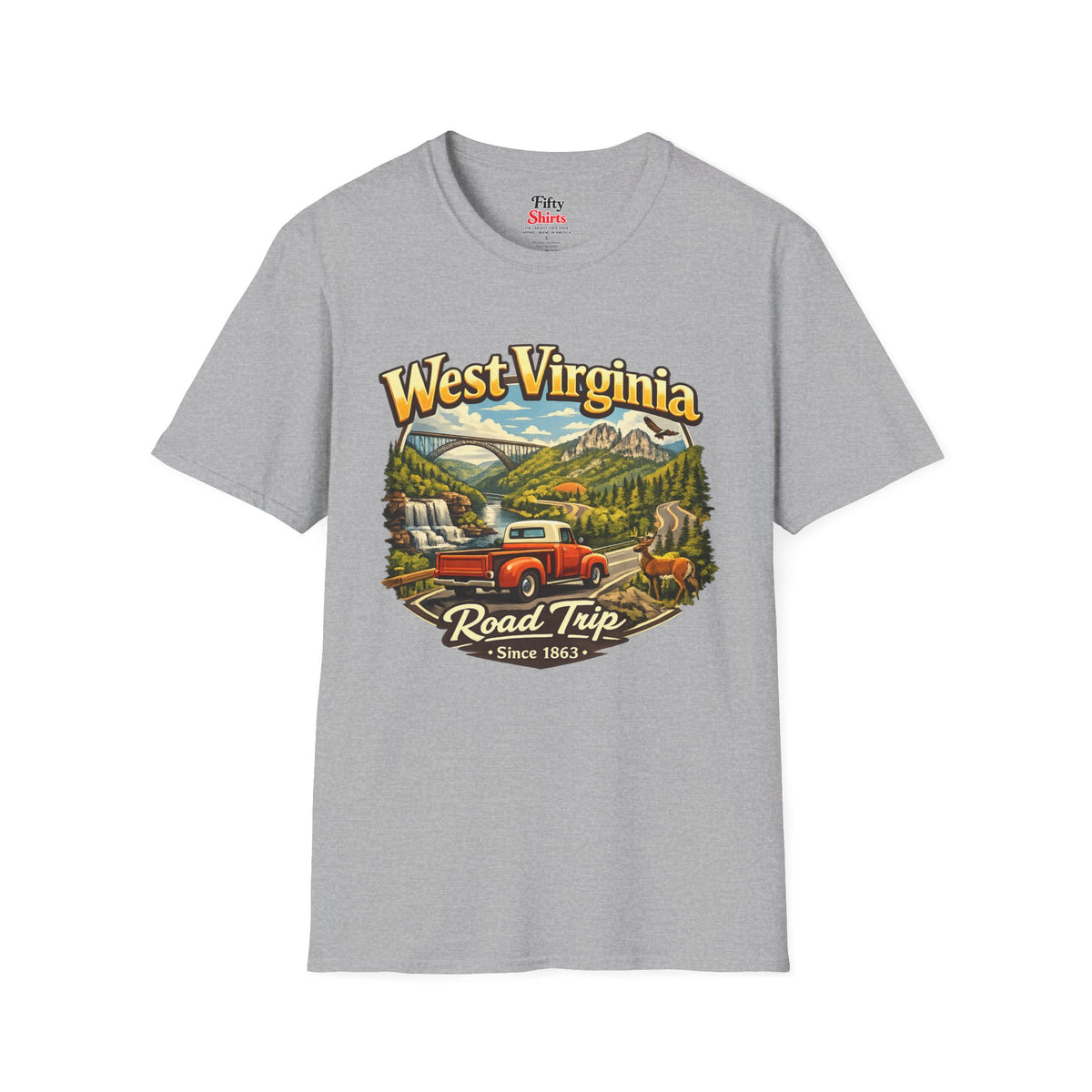 West Virginia Road Trip Unisex Softstyle T Shirt State Pride Graphic Tee Collections FS03