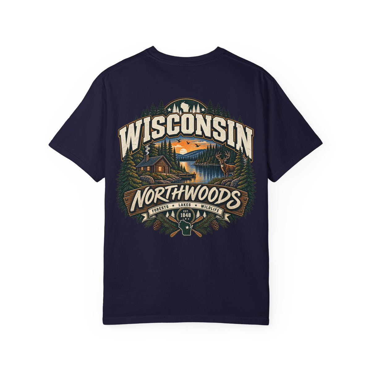 Wisconsin Northwoods Unisex Comfort Color 1717 Streetwear Graphic Tee