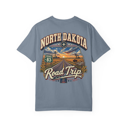 North Dakota Road Trip Unisex Comfort Color 1717 Streetwear Graphic Tee