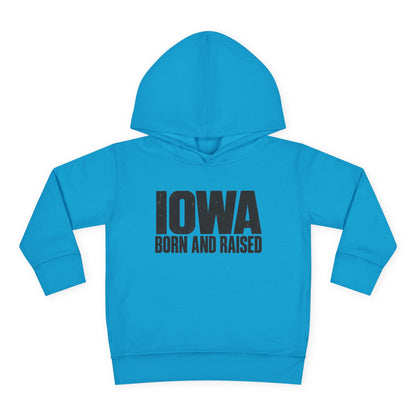 Iowa Born and Raised Modern Midwest Streetwear Unisex Toddler Pullover Fleece Hoodie