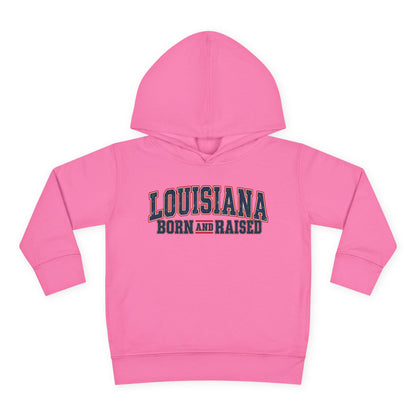 Louisiana Born and Raised Vintage Americana Unisex Toddler Pullover Fleece Hoodie