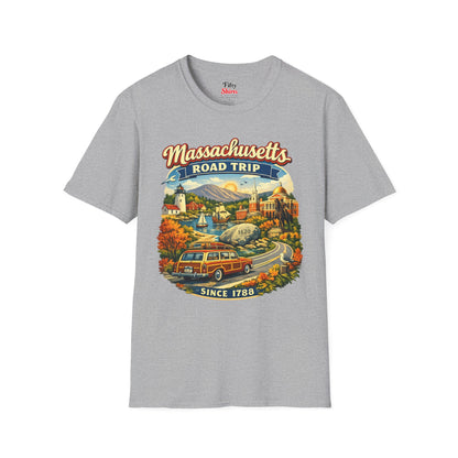 Massachusetts Road Trip Unisex Softstyle T Shirt State Pride Graphic Tee Collections FS03