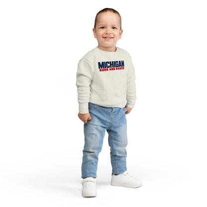 Michigan Born and Raised Minimalist Unisex Toddler Sweatshirt