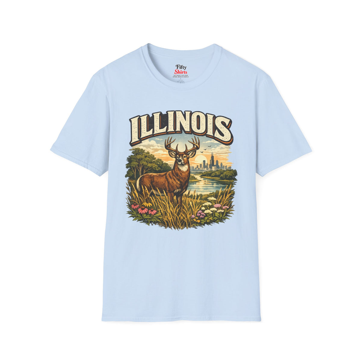 Illinois Wildlife Unisex Softstyle T Shirt State Pride Graphic Tee Collections FS03