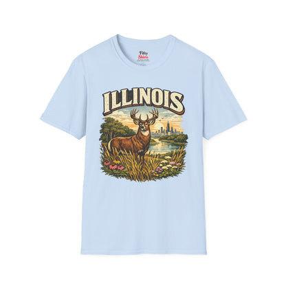 Illinois Wildlife Unisex Softstyle T Shirt State Pride Graphic Tee Collections FS03