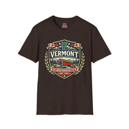 Vermont Heritage Badge Unisex Softstyle T Shirt State Pride Graphic Tee Collections FS03