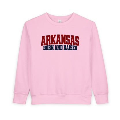 Arkansas Born and Raised Rugged Workwear Unisex Toddler Sweatshirt