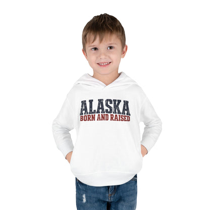 Alaska Born and Raised Bold Northern Workwear Unisex Toddler Pullover Fleece Hoodie