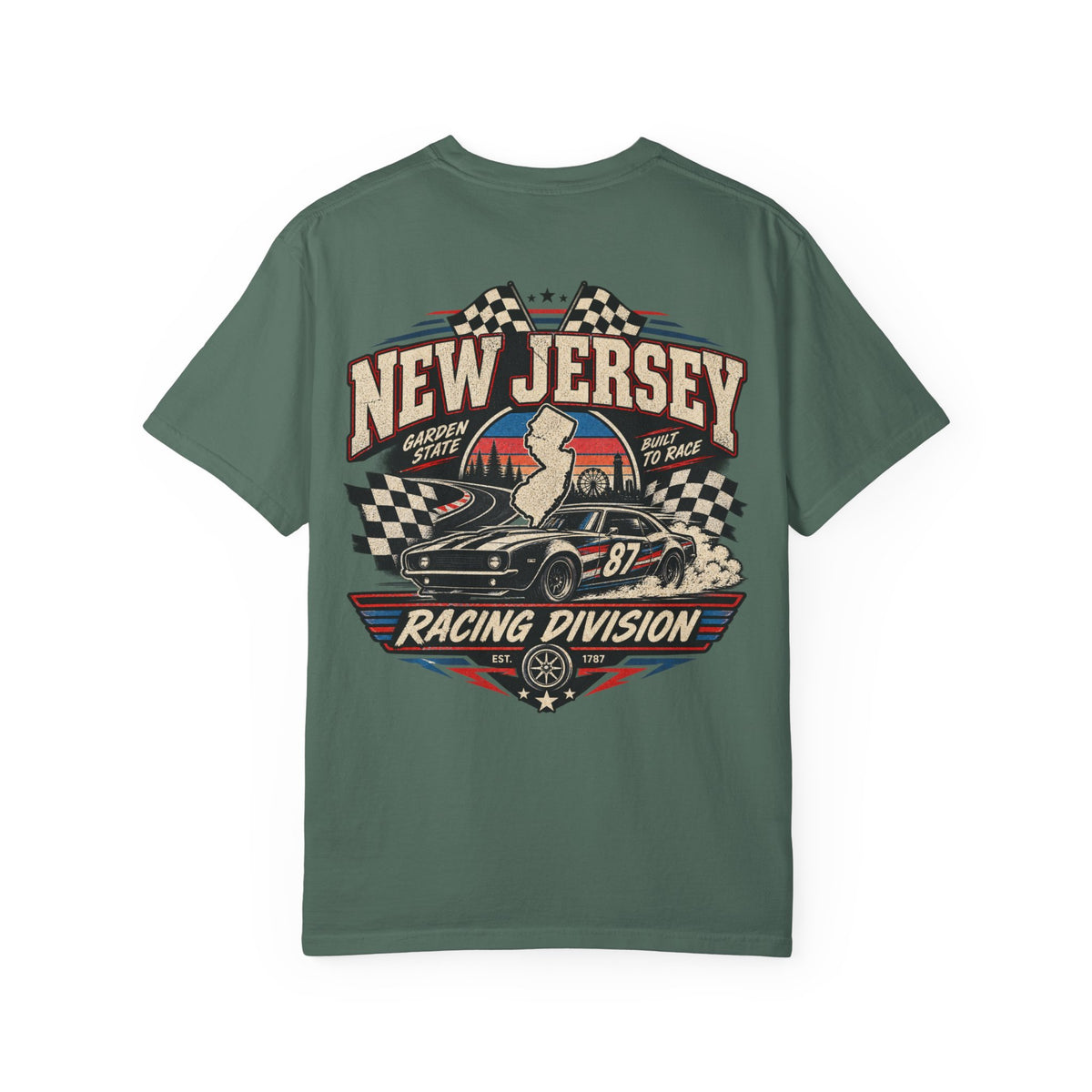 New Jersey Racing Division Unisex Comfort Color 1717 Streetwear Graphic Tee