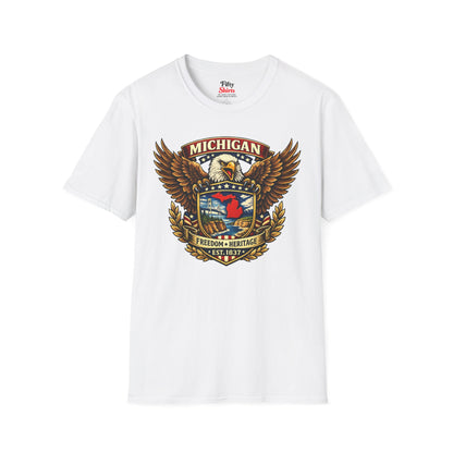 Michigan Americana Eagle Unisex Softstyle T Shirt State Pride Graphic Tee Collections FS03