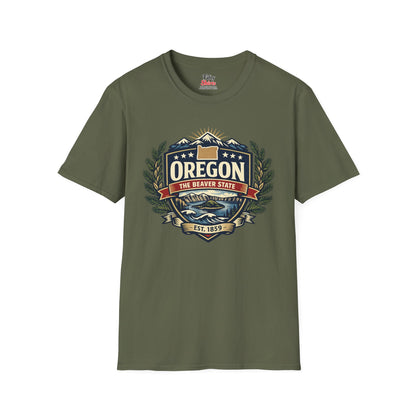 Oregon Heritage Badge Unisex Softstyle T Shirt State Pride Graphic Tee Collections FS03