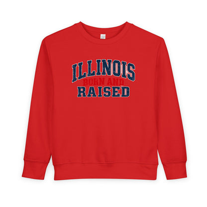 Illinois Born and Raised Vintage Collegiate Unisex Toddler Sweatshirt