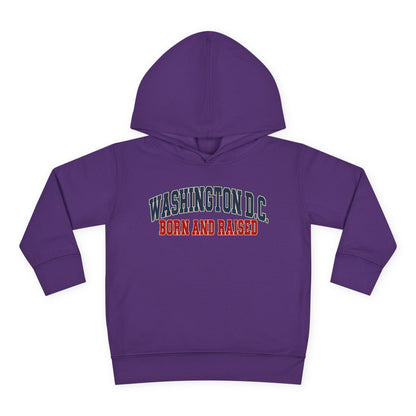 Washington DC Born and Raised Classic Collegiate Unisex Toddler Pullover Fleece Hoodie