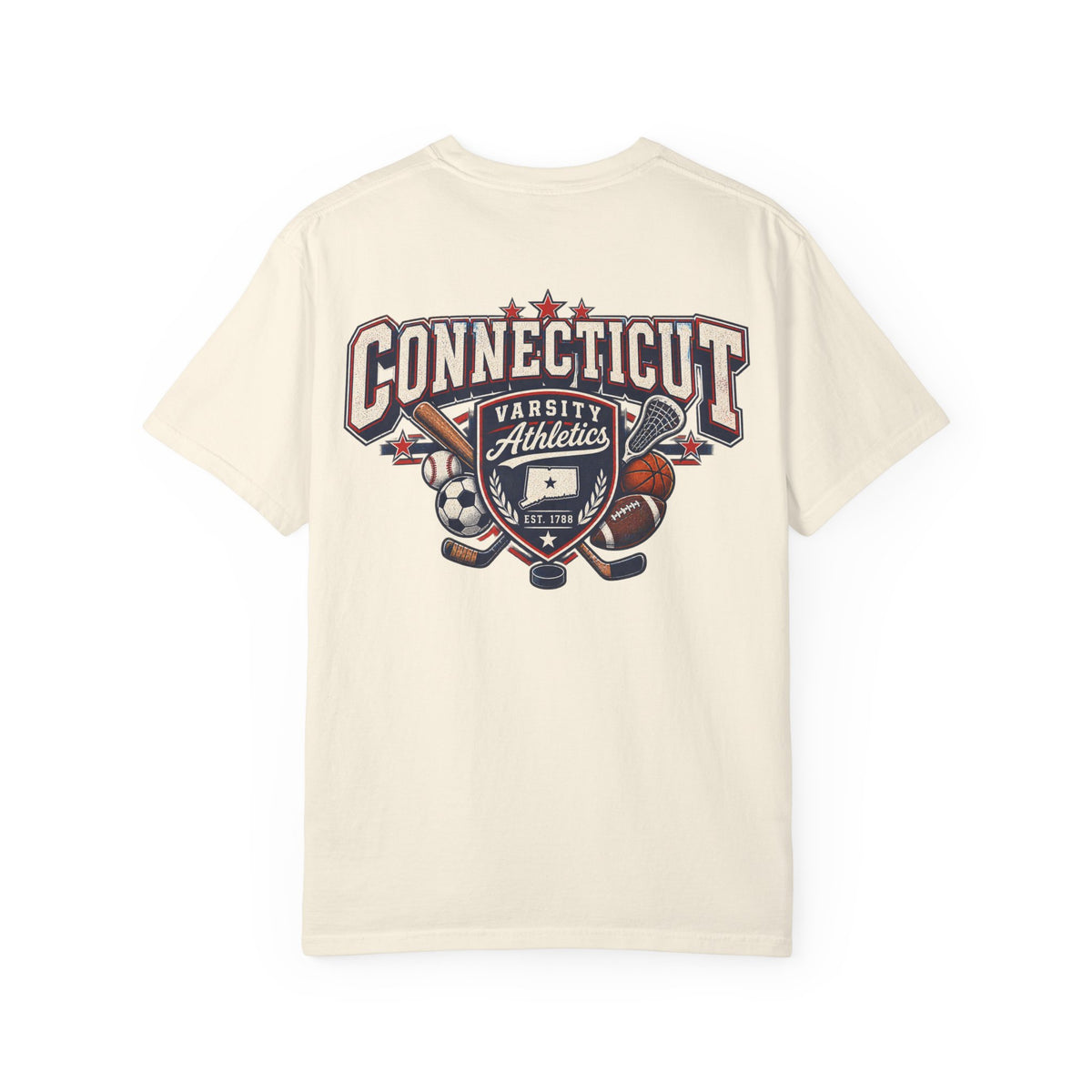 Connecticut Varsity Athletics  Unisex Comfort Color 1717 Streetwear Graphic Tee
