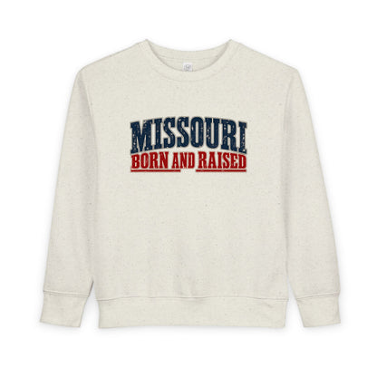 Missouri Born and Raised Old-School Americana Unisex Toddler Sweatshirt Graphic