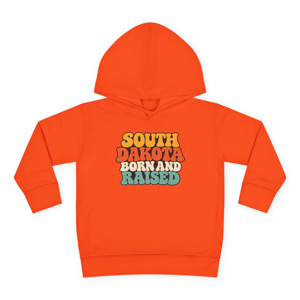 South Dakota Born and Raised Retro 1970s Unisex Toddler Pullover Fleece Hoodie
