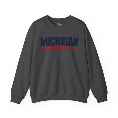 Michigan Born and Raised Minimalist Unisex Sweatshirt Graphic