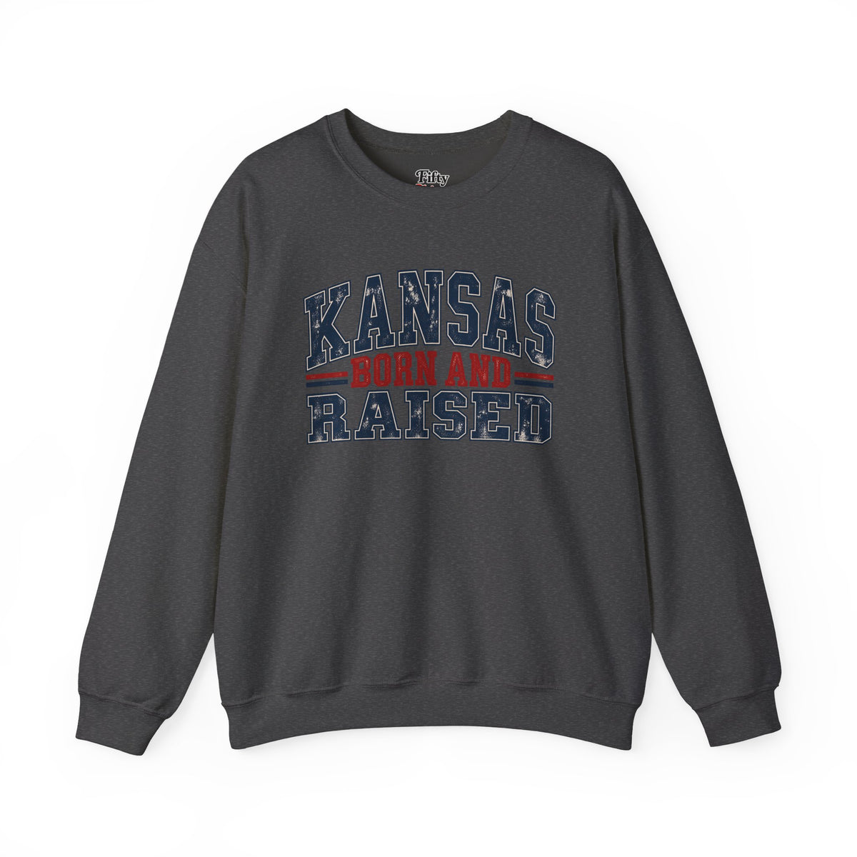 Kansas Born and Raised Vintage Americana Unisex Sweatshirt Graphic