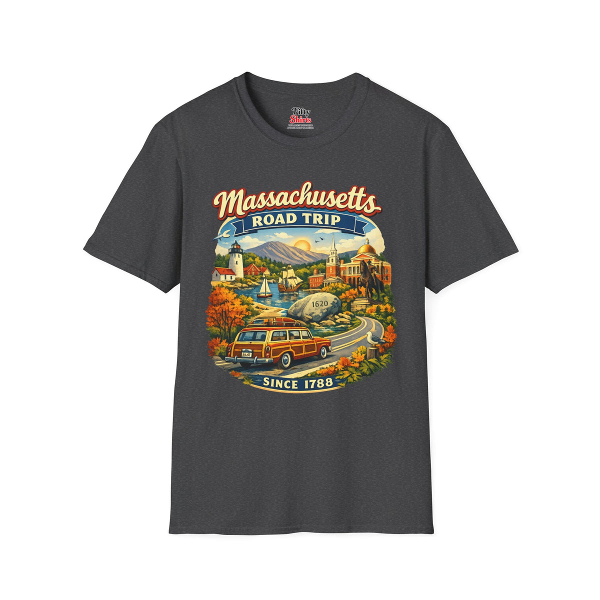 Massachusetts Road Trip Unisex Softstyle T Shirt State Pride Graphic Tee Collections FS03