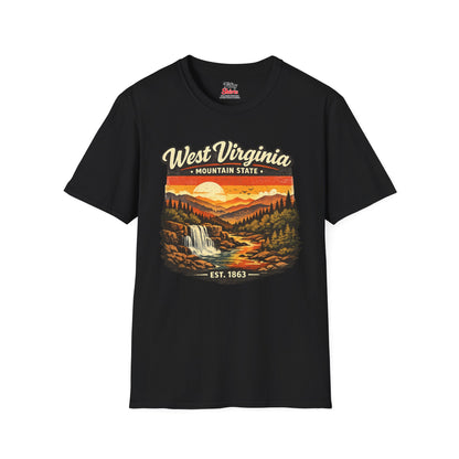 West Virginia Mountain Sunset Unisex Softstyle T Shirt State Pride Graphic Tee Collections FS03