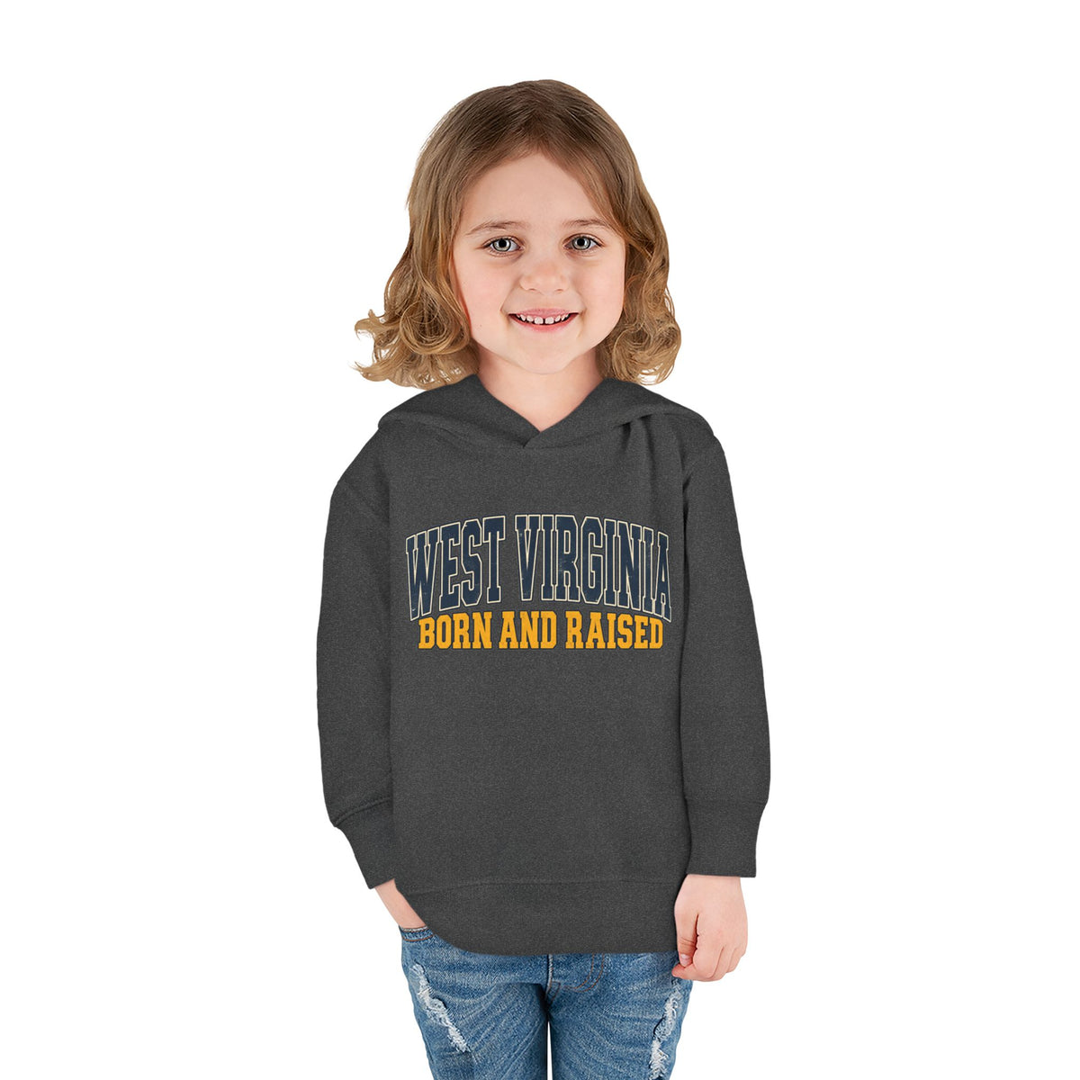 West Virginia Born and Raised Vintage Americana Unisex Toddler Pullover Fleece Hoodie
