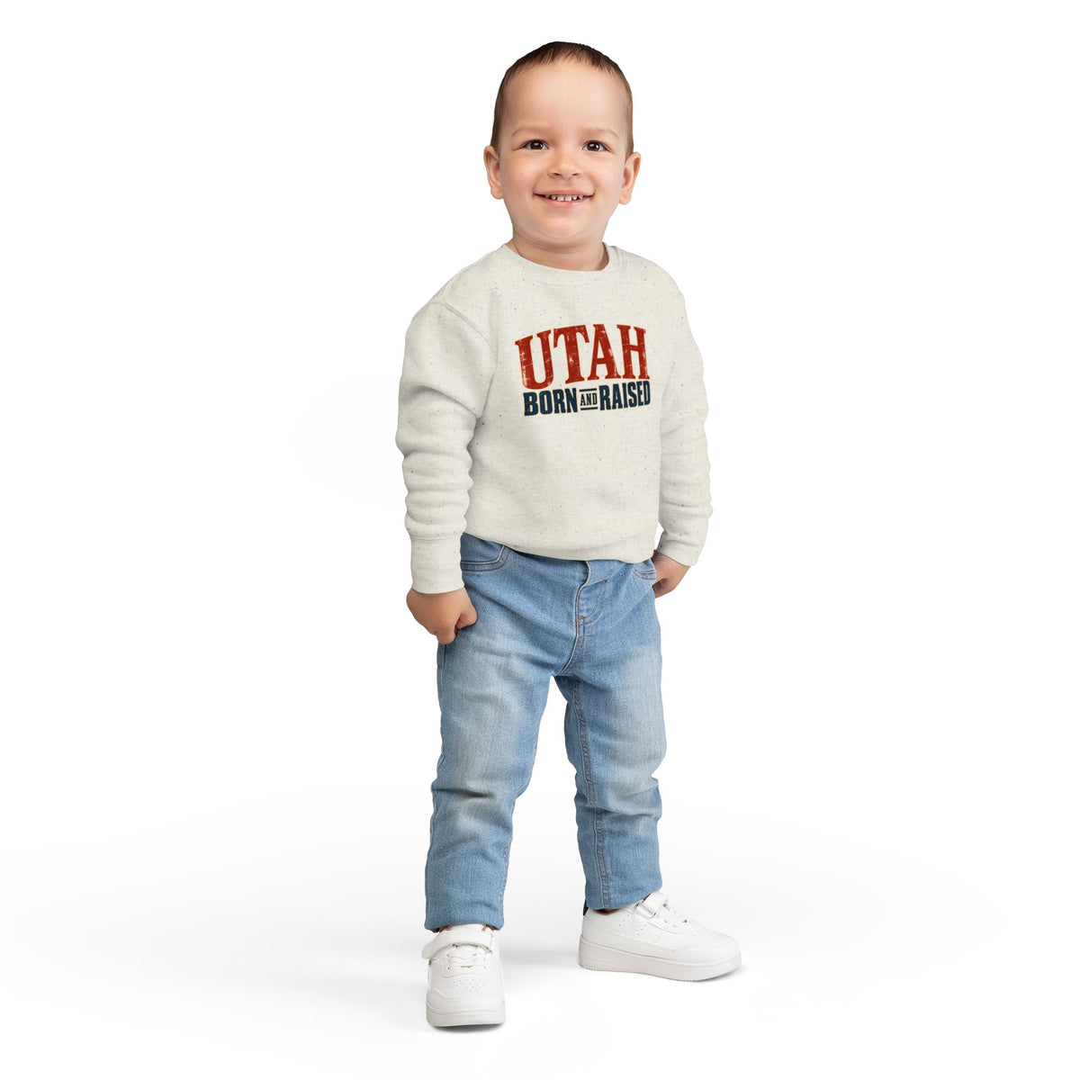 Utah Born and Raised Premium Heritage Unisex Toddler Sweatshirt