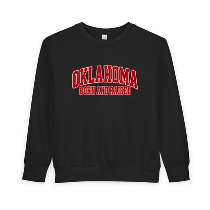 Oklahoma Born and Raised Old-School Athletic Unisex Toddler Sweatshirt