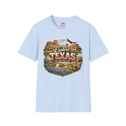 Explore Texas Unisex Softstyle T Shirt State Pride Graphic Tee Collections FS03