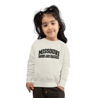 Missouri Born and Raised Collegiate Unisex Toddler Sweatshirt Graphic